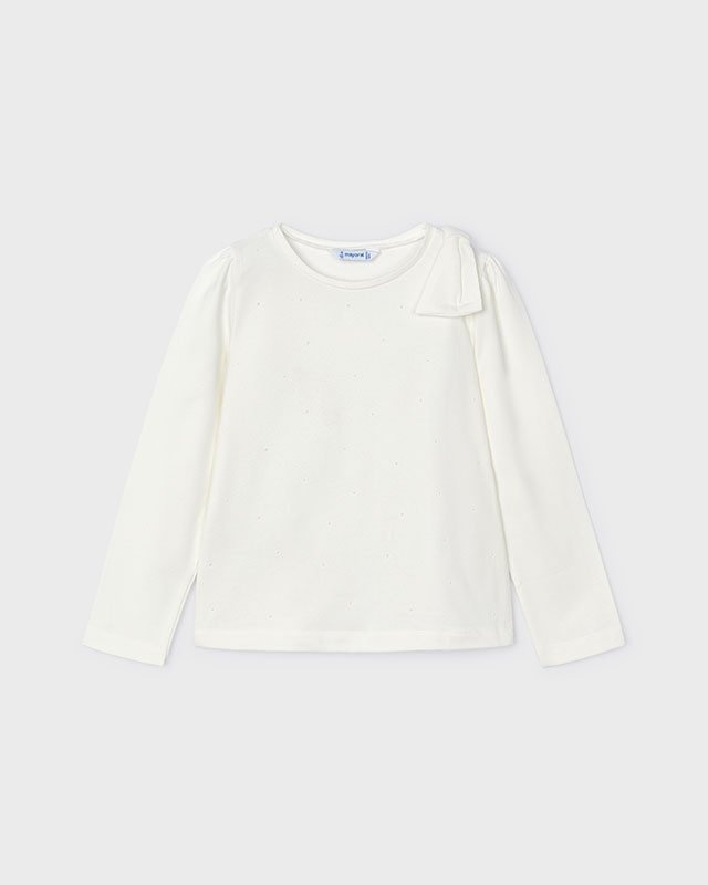 Mayoral Meisjes shirt lange mouw - Natural Mayoral Meisjes shirt lange mouw - NaturalMateriaal 49% Cotton 45% Modal 6% Elastane