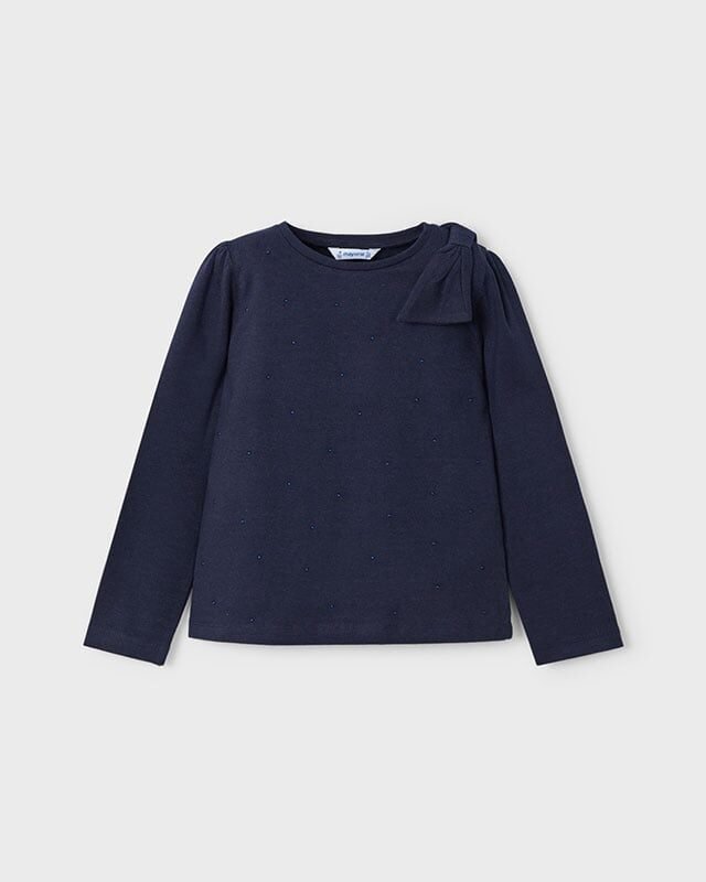 Mayoral Meisjes shirt lange mouw - Navy blauw Mayoral Meisjes shirt lange mouw - Navy blauwMateriaal 49% Cotton 45% Modal 6% Elastane