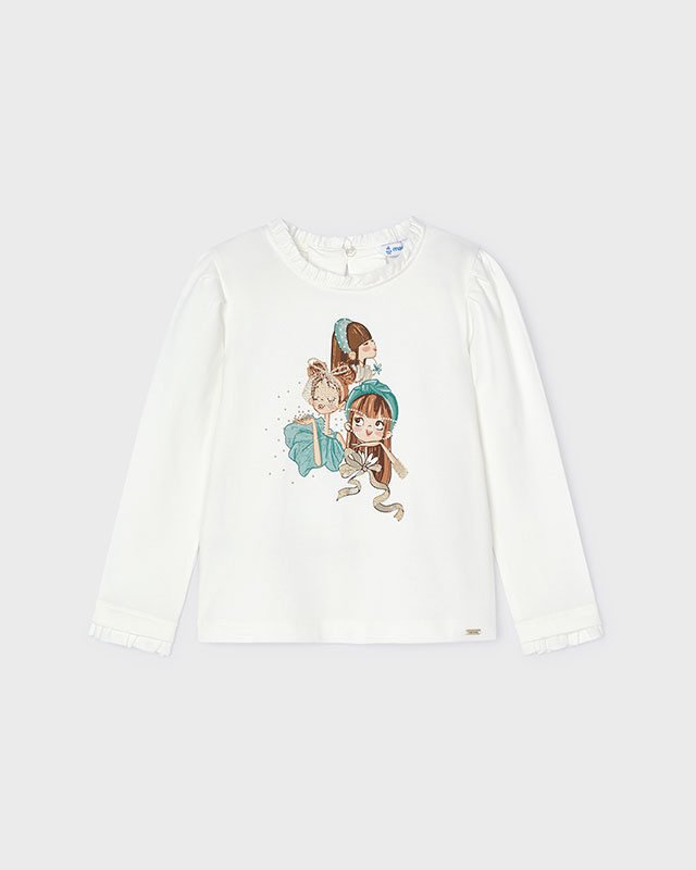 Mayoral Meisjes shirt lange mouw - Nude-jade Mayoral Meisjes shirt lange mouw - Nude-jadeMateriaal 92% Cotton 8% Elastane