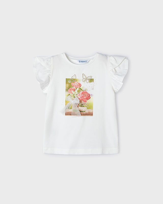 Mayoral Meisjes t-shirt - Natur-nude Mayoral Meisjes t-shirt - Natur-nudeMateriaal