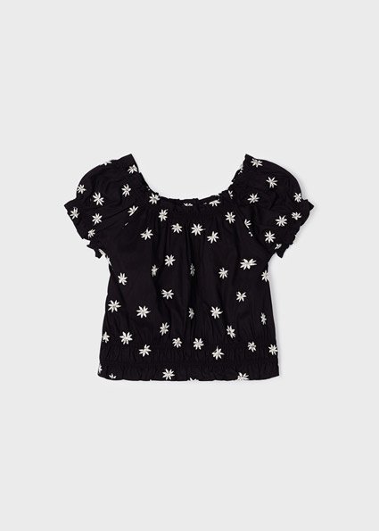 Mayoral Meisjes t-shirt borduursel - Zwart Mayoral Meisjes t-shirt borduursel - Zwart