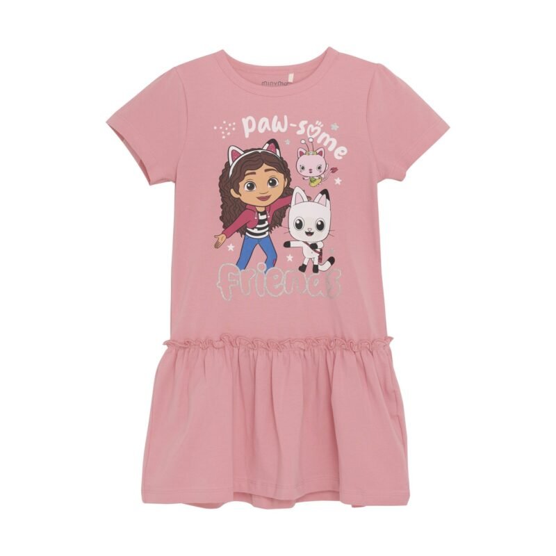 Minymo Meisjes jurk - Strawberry roze Minymo Meisjes jurk - Strawberry rozeMateriaal 95% Cotton/ 5% Elastane