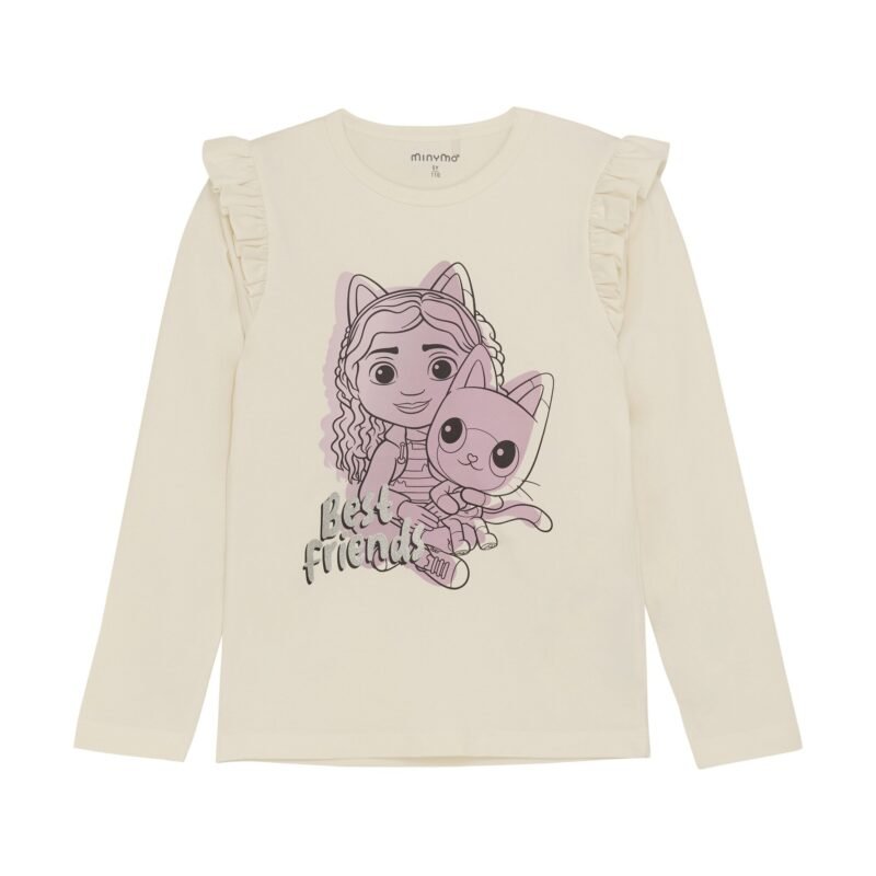 Minymo Meisjes t-shirt LS - Off wit Minymo Meisjes t-shirt LS - Off witMateriaal 95% Cotton/ 5% Elastane