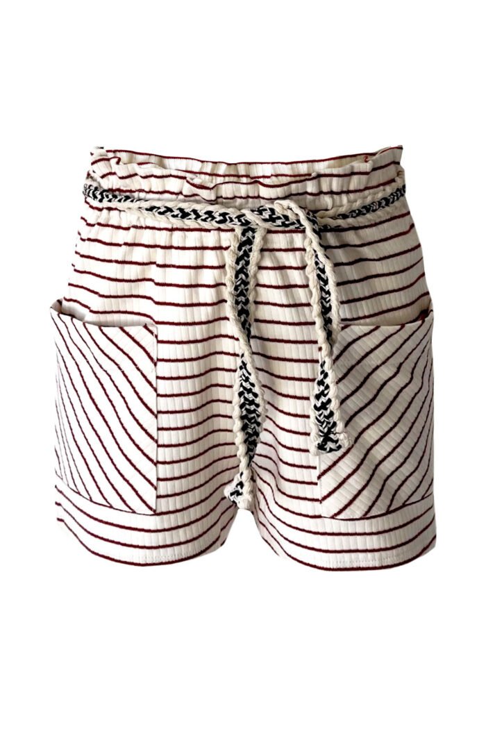 Miss-T Meisjes short Dineke - Oranje gestreept Miss-T Meisjes short Dineke - Oranje gestreept100% cotton rib