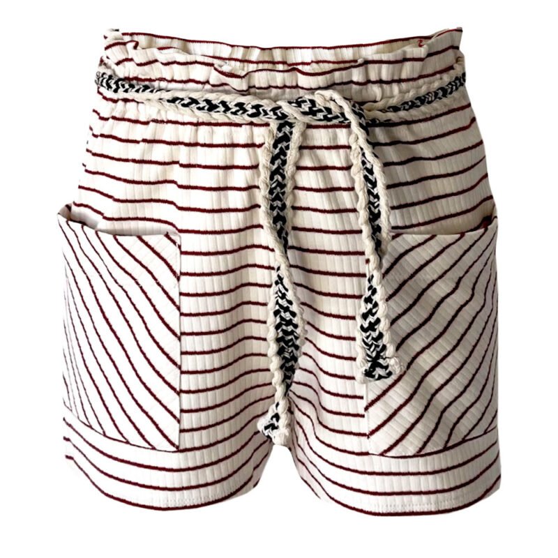 Miss-T Meisjes short Dineke - Oranje gestreept Miss-T Meisjes short Dineke - Oranje gestreept100% cotton rib