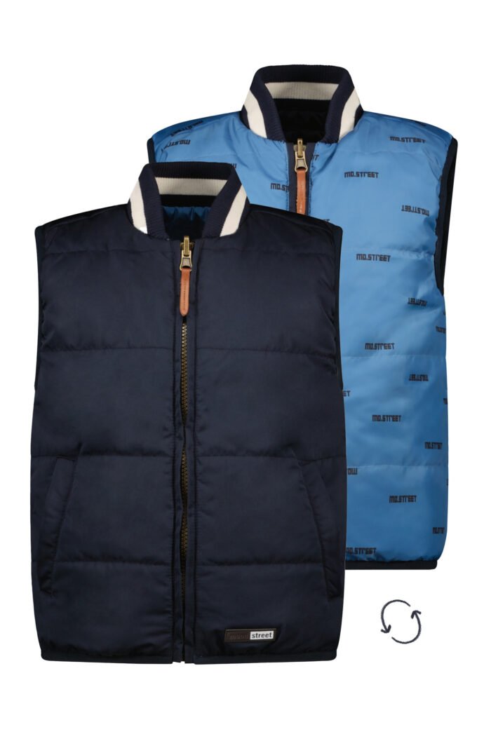 Moodstreet Jongens reversibel bodywarmer - Marine blauw Moodstreet Jongens reversibel bodywarmer - Marine blauw 100% Polyester