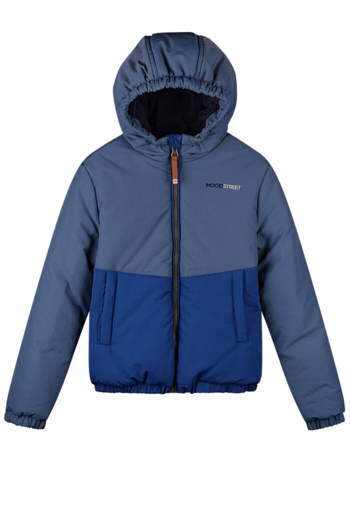 Moodstreet Jongens winterjas colourblock - Jimmy - Night blauw Moodstreet Jongens winterjas colourblock - Jimmy - Night blauwMateriaal 100% PE