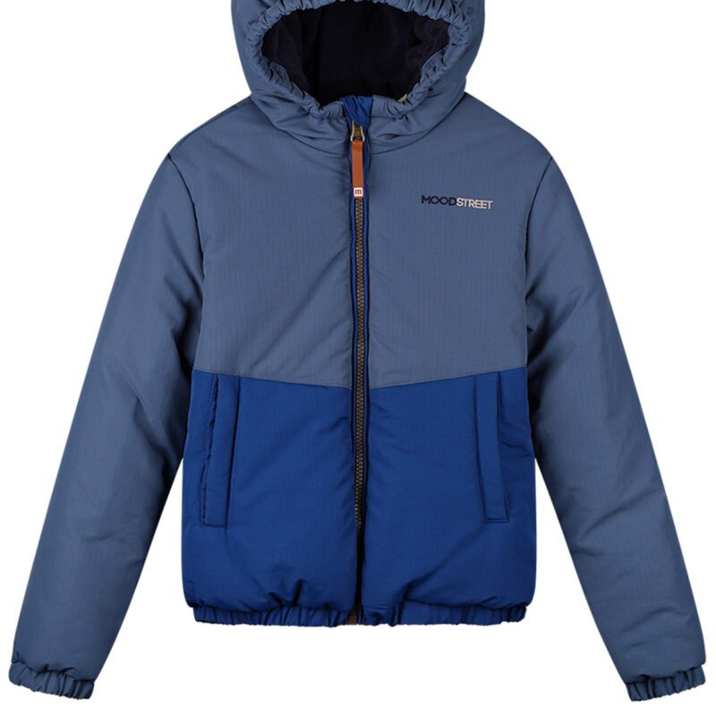 Moodstreet Jongens winterjas colourblock - Jimmy - Night blauw Moodstreet Jongens winterjas colourblock - Jimmy - Night blauwMateriaal 100% PE