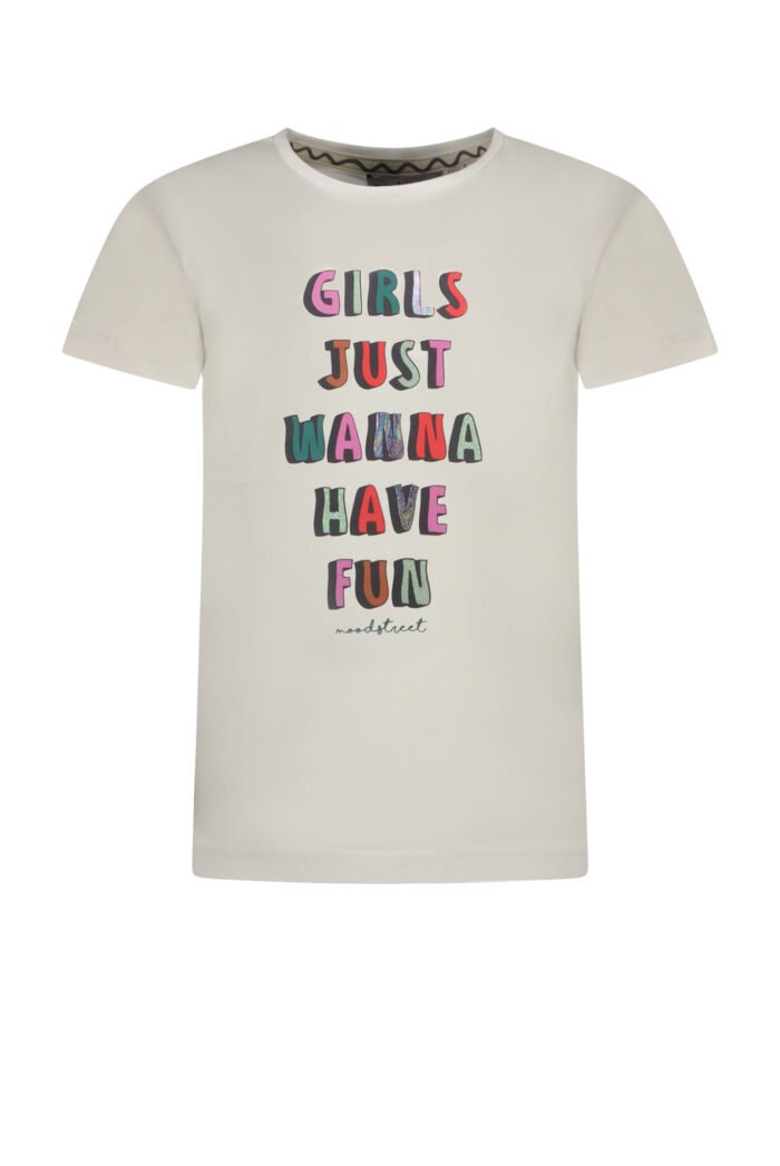Moodstreet Meisjes t-shirt tekst - Warm wit Moodstreet Meisjes t-shirt tekst - Warm wit95% CMIA Cotton 5% Ea