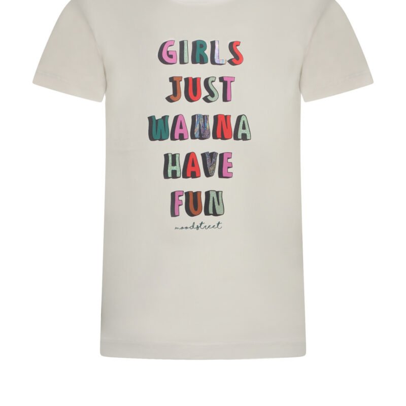 Moodstreet Meisjes t-shirt tekst - Warm wit Moodstreet Meisjes t-shirt tekst - Warm wit95% CMIA Cotton 5% Ea