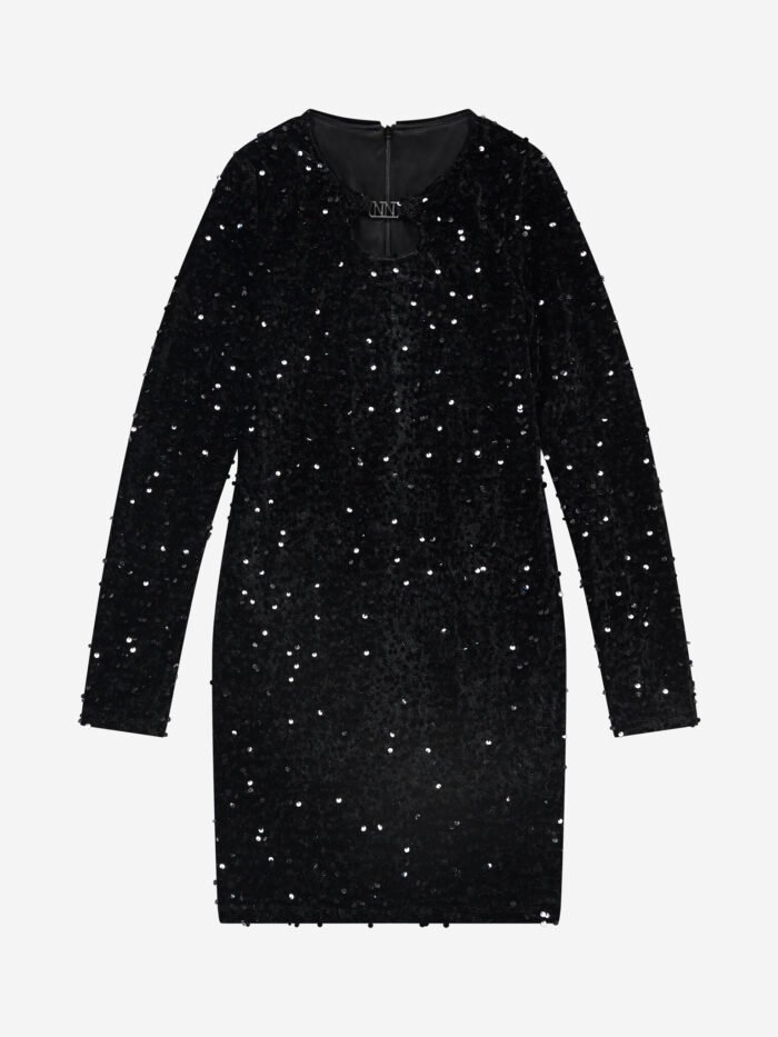 Nik&Nik Meisjes jurk - Topanga - Zwart Deze zwarte Topanga jurk van Nik&Nik is perfect voor een feestje. Glitters