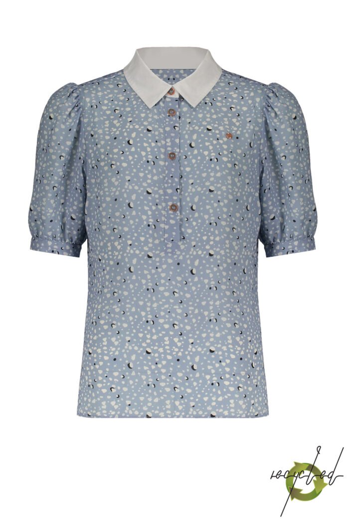 NoBell Meisjes blouse - Tami - Blauw Fog NoBell' Meisjes blouse - Tami - Blauw Fog_x000D_Materiaal 60% Recycled Polyester40%Pol