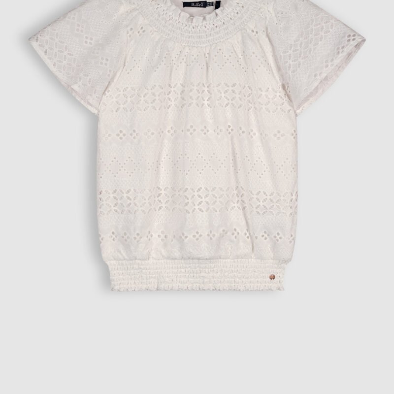 NoBell Meisjes blouse embroidery - Tyra - Sneeuw wit NoBell' Meisjes blouse embroidery - Tyra - Sneeuw witMateriaal 100% CO
