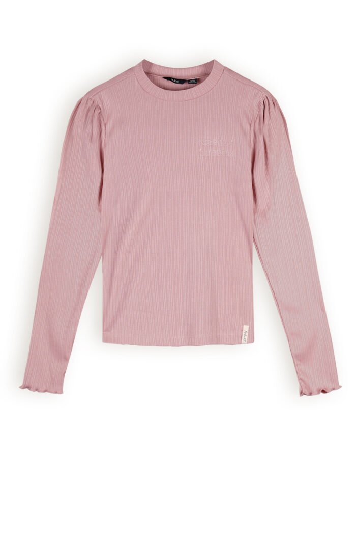 NoBell Meisjes cropped top LS fijne rib - Krop - Vintage roze NoBell' Meisjes cropped top LS fijne rib - Krop - Vintage rozeMateriaal 96% EVI. 4% EA