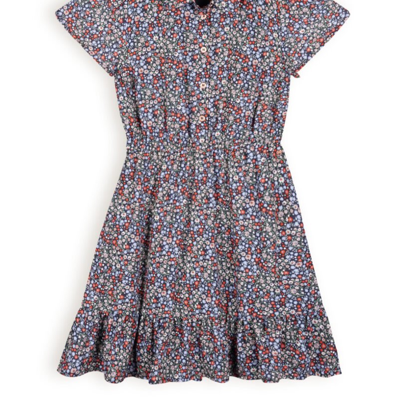 NoBell Meisjes jurk bloemen - Masa - Grijs navy blauw NoBell' Meisjes jurk bloemen - Masa - Grijs navy blauwMateriaal 60% RPE. 40% PE