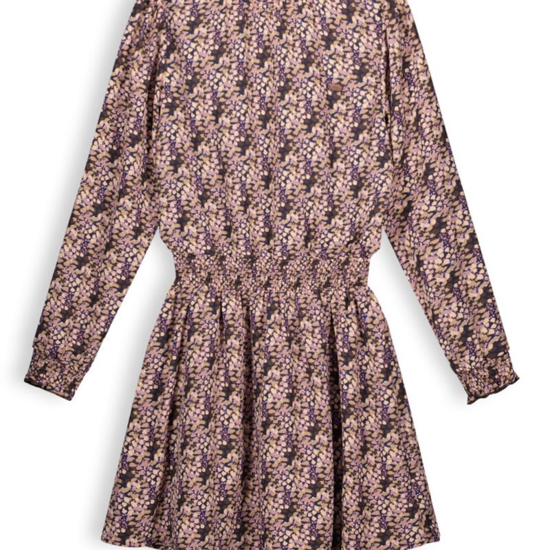 NoBell Meisjes jurk print - Moory - Donker roast bruin NoBell' Meisjes jurk print - Moory - Donker roast bruinMateriaal 60% RPE 40% PE