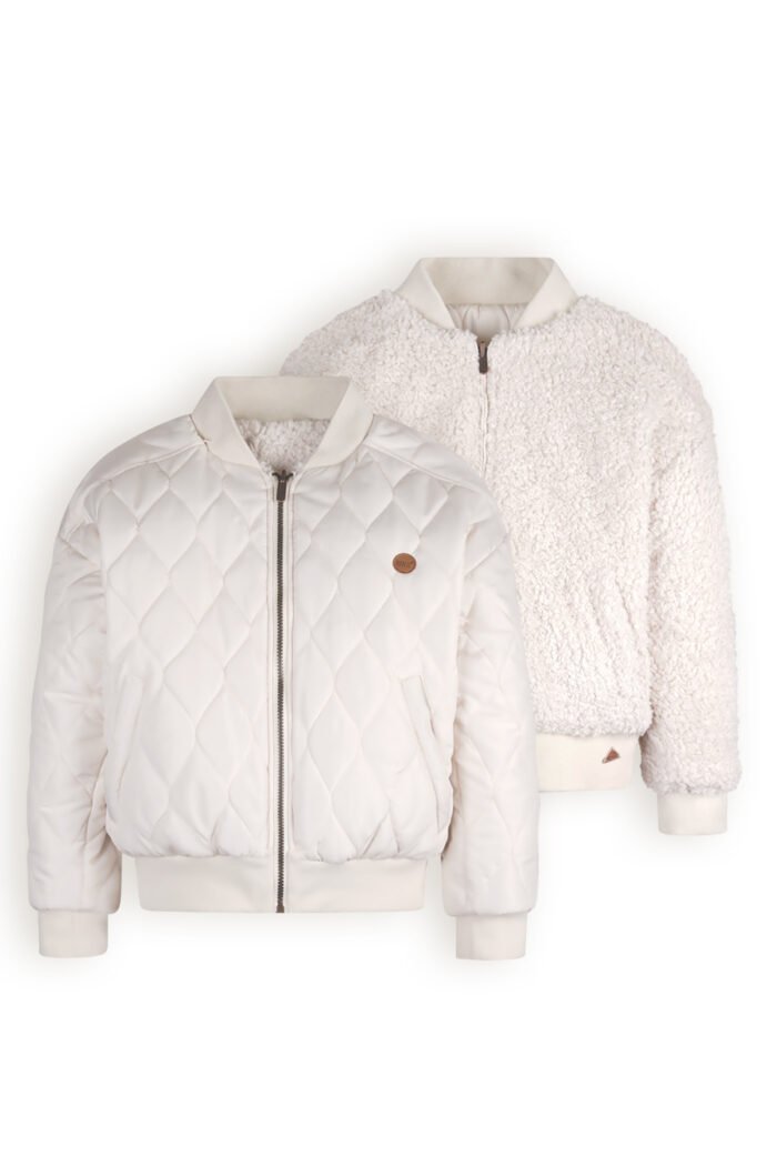 NoBell Meisjes reversibel winterjas met verborgen capuchon - Pearled ivoor NoBell' Meisjes reversibel winterjas met verborgen capuchon - Pearled ivoorMateriaal 100% RPE