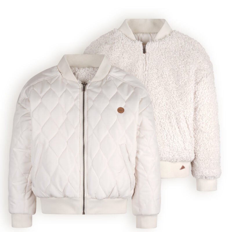 NoBell Meisjes reversibel winterjas met verborgen capuchon - Pearled ivoor NoBell' Meisjes reversibel winterjas met verborgen capuchon - Pearled ivoorMateriaal 100% RPE