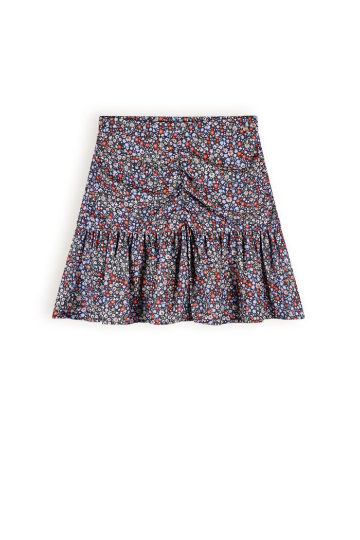 NoBell Meisjes rok bloemen - Nadine - Grijs navy blauw NoBell' Meisjes rok bloemen - Nadine - Grijs navy blauwMateriaal 60% RPE. 40% PE