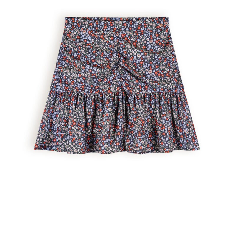 NoBell Meisjes rok bloemen - Nadine - Grijs navy blauw NoBell' Meisjes rok bloemen - Nadine - Grijs navy blauwMateriaal 60% RPE. 40% PE