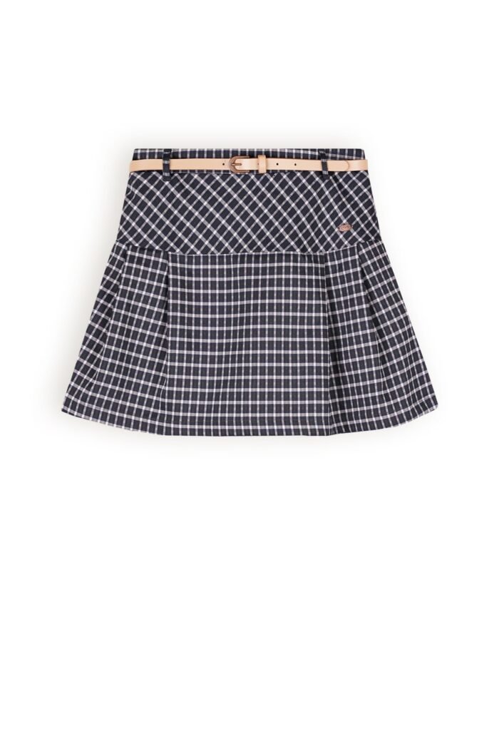 NoBell Meisjes rok geruit met riem - Nimmy - Navy blauw NoBell' Meisjes rok geruit met riem - Nimmy - Navy blauwMateriaal 98% PE. 2% EA