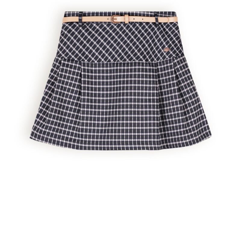 NoBell Meisjes rok geruit met riem - Nimmy - Navy blauw NoBell' Meisjes rok geruit met riem - Nimmy - Navy blauwMateriaal 98% PE. 2% EA