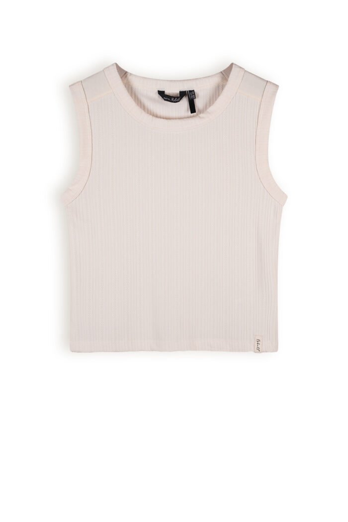NoBell Meisjes top rib - Kit - Pearled ivoor wit NoBell' Meisjes top rib - Kit - Pearled ivoor witMateriaal 75% PE. 17% VI. 8% EA