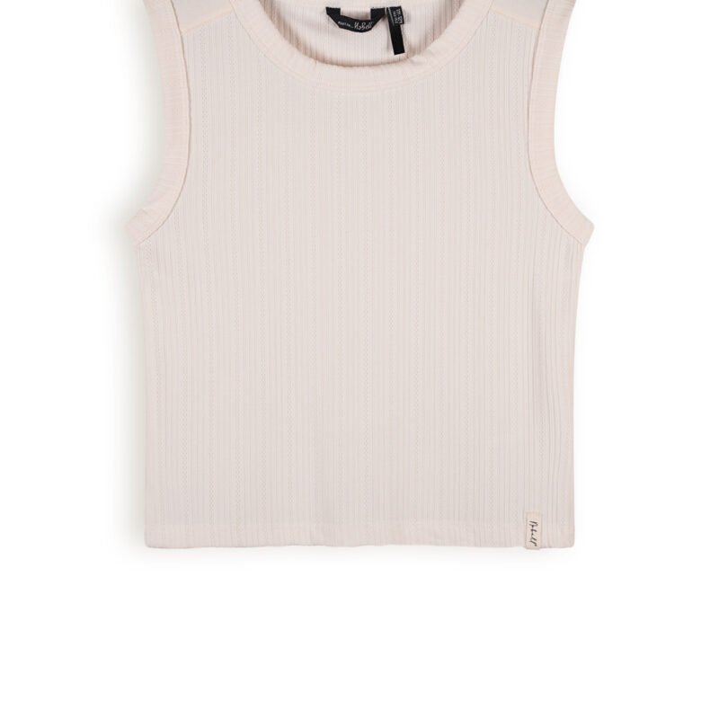 NoBell Meisjes top rib - Kit - Pearled ivoor wit NoBell' Meisjes top rib - Kit - Pearled ivoor witMateriaal 75% PE. 17% VI. 8% EA