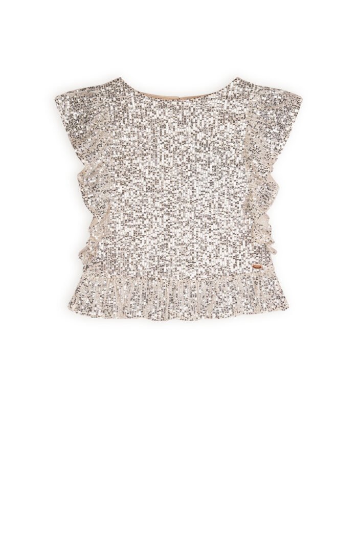 NoBell Zomer top meisjes Licht goud - pailletten - Teddy NoBell' Zomer top meisjes Licht goud - pailletten - TeddyMateriaal 100% polyesther