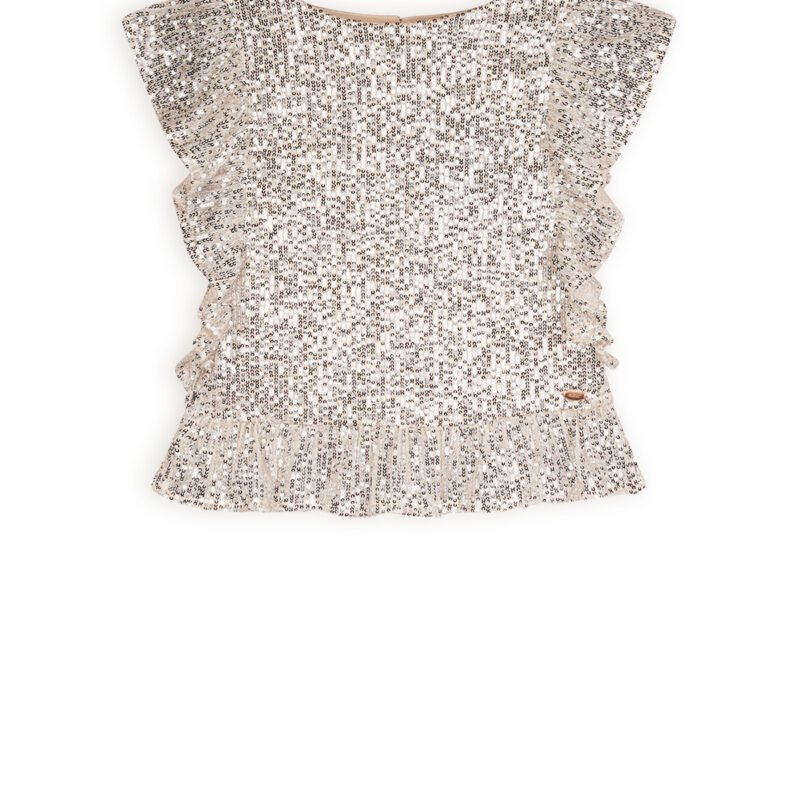 NoBell Zomer top meisjes Licht goud - pailletten - Teddy NoBell' Zomer top meisjes Licht goud - pailletten - TeddyMateriaal 100% polyesther