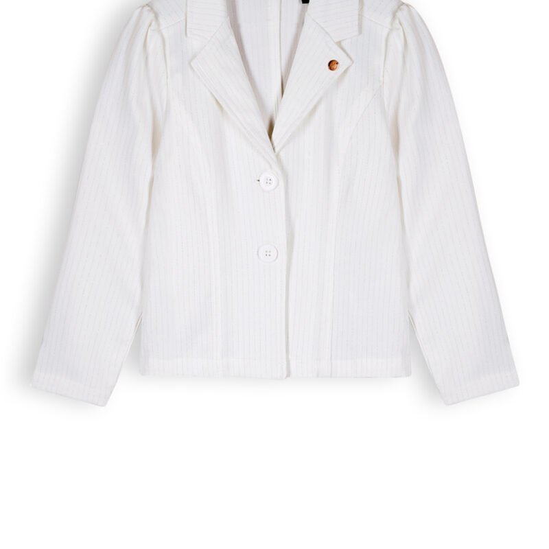 NoNo Meisjes blazer lurex krijtstreep - Dip - Sneeuw wit NoNo Meisjes blazer lurex krijtstreep - Dip - Sneeuw witMateriaal 73% PE. 25% VI. 2% EA