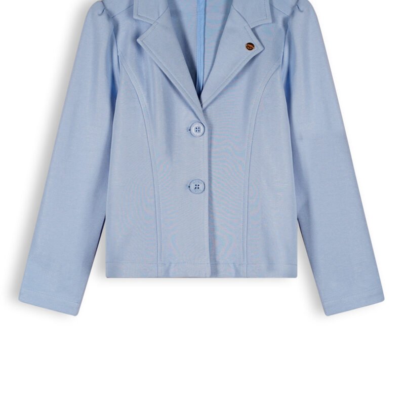 NoNo Meisjes blazer lurex pique - Dip - Provence blauw NoNo Meisjes blazer lurex pique - Dip - Provence blauwMateriaal 92% CO. 8% PE