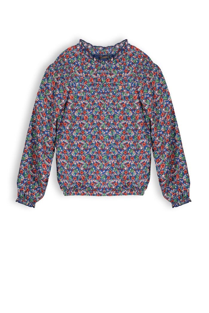 NoNo Meisjes blouse floral - Tanily - Ensign blauw NoNo Meisjes blouse floral - Tanily - Ensign blauwMateriaal 60% RPE 40% PE