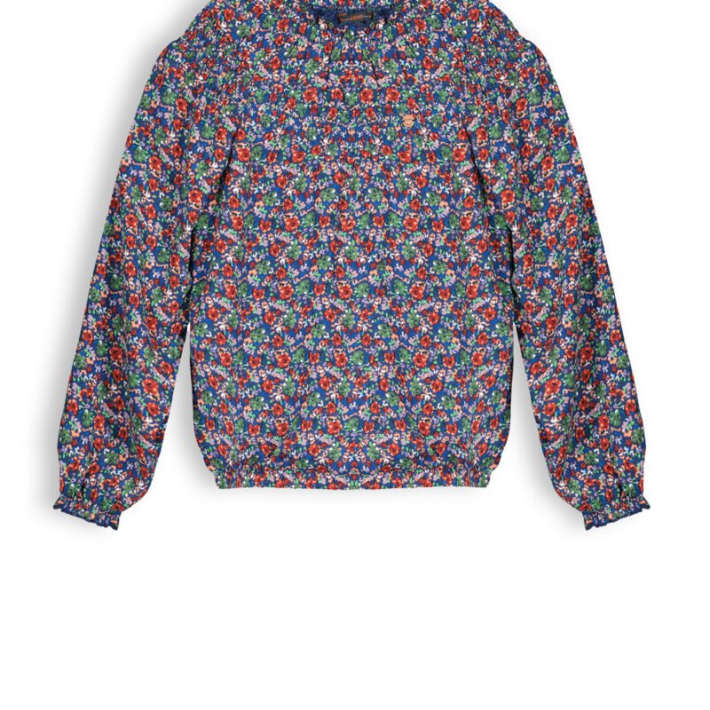 NoNo Meisjes blouse floral - Tanily - Ensign blauw NoNo Meisjes blouse floral - Tanily - Ensign blauwMateriaal 60% RPE 40% PE