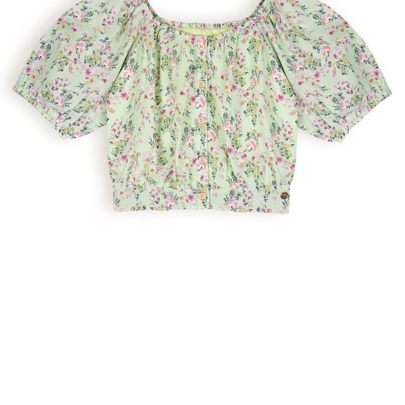 NoNo Meisjes blouse floral - Tomas - Spring groen NoNo Meisjes blouse floral - Tomas - Spring groenMateriaal 60% RPE. 40% PE