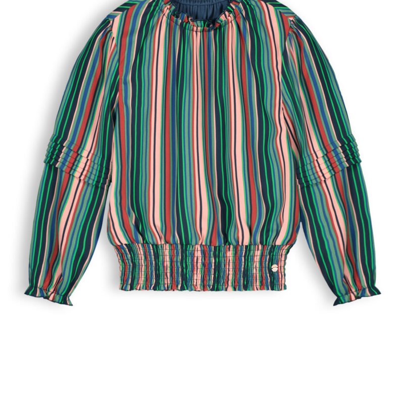 NoNo Meisjes blouse gestreept - Taya - Navy blauw NoNo Meisjes blouse gestreept - Taya - Navy blauwMateriaal 60% RPE 40% PE