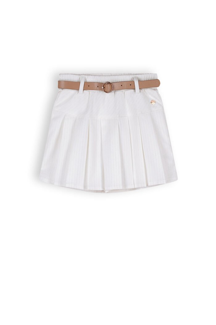 NoNo Meisjes broek/rok lurex krijtstrep - Senna - Sneeuw wit NoNo Meisjes broek/rok lurex krijtstrep - Senna - Sneeuw witMateriaal 73% PE. 25% VI. 2% EA