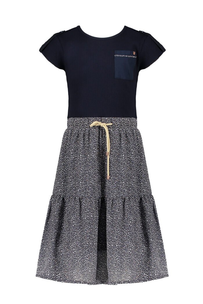 NoNo Meisjes - jurk Milly - Marine blauw NoNo Meisjes - jurk Milly - Marine blauw60%rec poly+40% poly +95%CO5EA