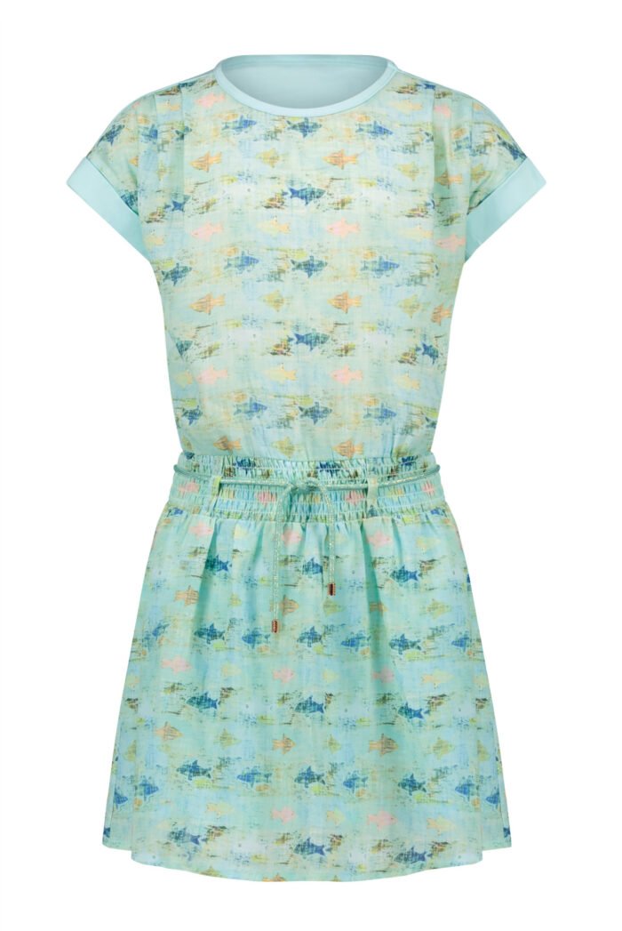 NoNo Meisjes jurk - Mira - Cream mint NoNo Meisjes jurk - Mira - Cream mint60% RPE 40% PE