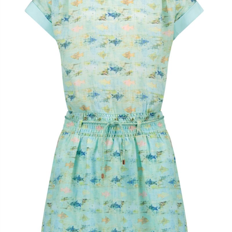 NoNo Meisjes jurk - Mira - Cream mint NoNo Meisjes jurk - Mira - Cream mint60% RPE 40% PE