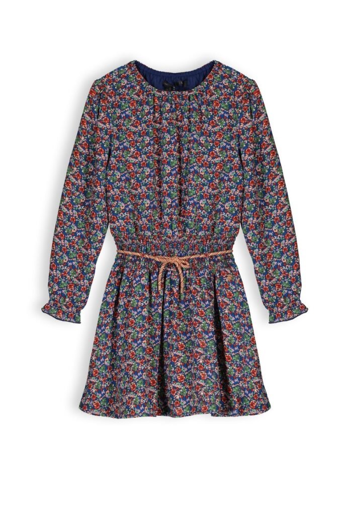 NoNo Meisjes jurk bloemen - Manyu - Ensign blauw NoNo Meisjes jurk bloemen - Manyu - Ensign blauwMateriaal 60% RPE 40% PE