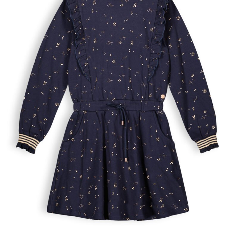 NoNo Meisjes jurk jersey - Mira - Navy blauw NoNo Meisjes jurk jersey - Mira - Navy blauwMateriaal 96% CO 4% EA
