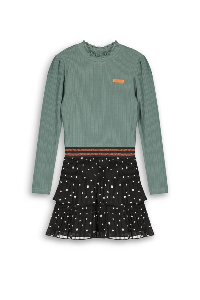 NoNo Meisjes jurk mixed roze - Mey - Jet zwart NoNo Meisjes jurk mixed roze - Mey - Jet zwart Materiaal 60% RPE 40% PE