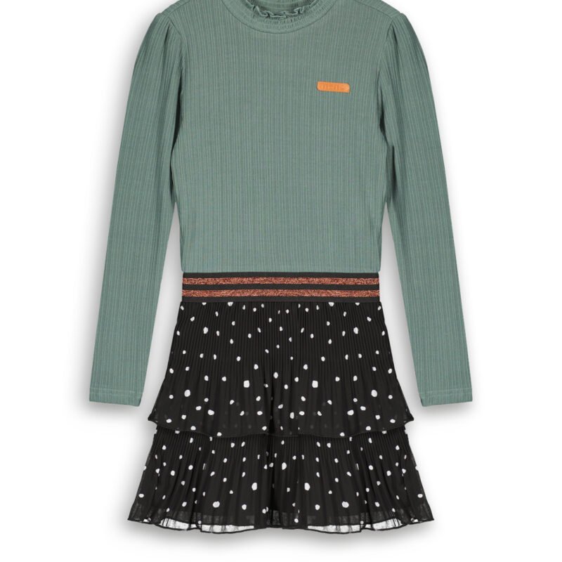 NoNo Meisjes jurk mixed roze - Mey - Jet zwart NoNo Meisjes jurk mixed roze - Mey - Jet zwart Materiaal 60% RPE 40% PE