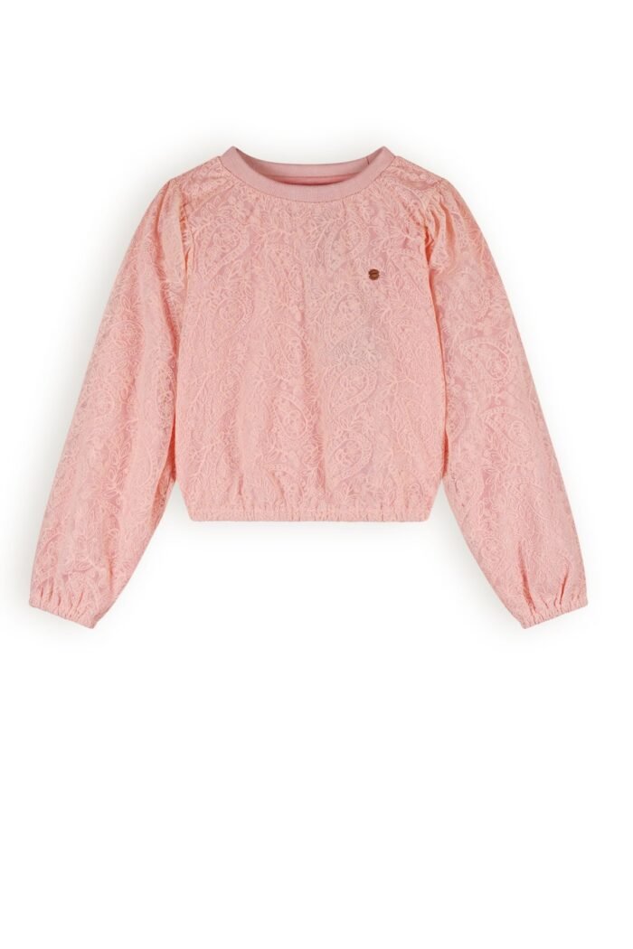 NoNo Meisjes mesh blouse embroidery - Tylia - Pale Blush NoNo Meisjes mesh blouse embroidery - Tylia - Pale BlushMateriaal 50% PA. 50% CO