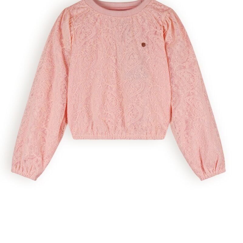 NoNo Meisjes mesh blouse embroidery - Tylia - Pale Blush NoNo Meisjes mesh blouse embroidery - Tylia - Pale BlushMateriaal 50% PA. 50% CO