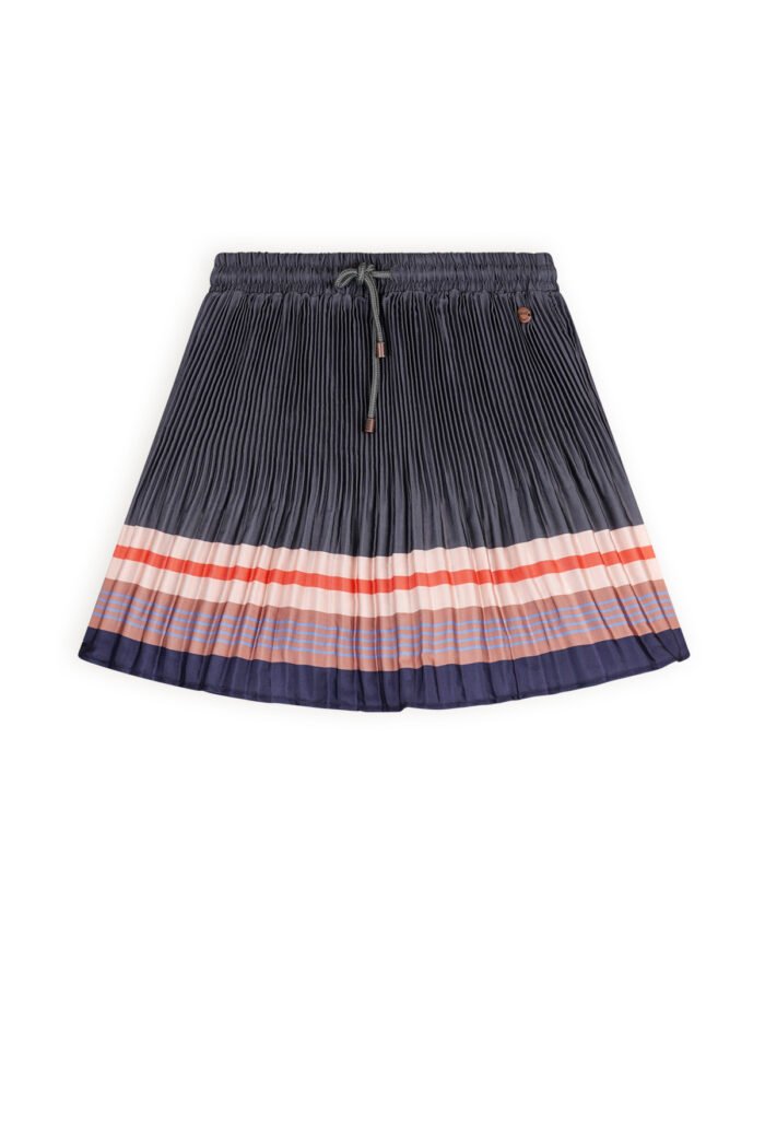 NoNo Meisjes rok plisse satin print - Nulan - Navy blauw NoNo Meisjes rok plisse satin print - Nulan - Navy blauwMateriaal 100% PE
