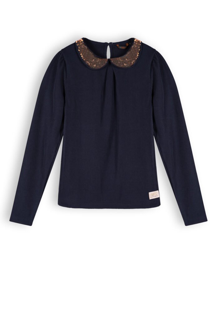 NoNo Meisjes shirt met kraag - Kim - Navy blauw NoNo Meisjes shirt met kraag - Kim - Navy blauwMateriaal 94% PE. 6% EA