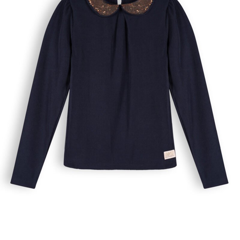 NoNo Meisjes shirt met kraag - Kim - Navy blauw NoNo Meisjes shirt met kraag - Kim - Navy blauwMateriaal 94% PE. 6% EA