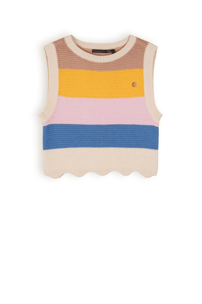NoNo Meisjes spencer cropped gebreid - Kosmic - Pearled ivoor wit NoNo Meisjes spencer cropped gebreid - Kosmic - Pearled ivoor witMateriaal 100% CO